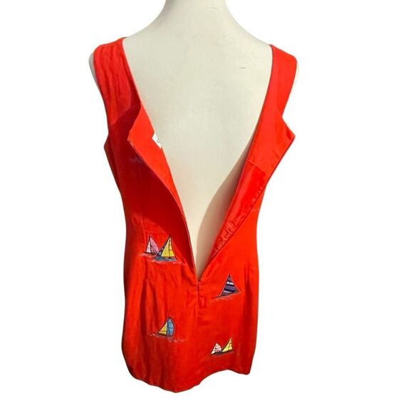 Ultra Dress New York Vintage 80’s/90’s Red Linen Fully Lined Sleeveless Nautical - Picture 5 of 15